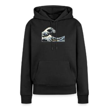 La Vague | La Vague | Katsushika Hokusai - Sweat à capuche Premium bio Femme - noir - Devant - Julia (174cm)