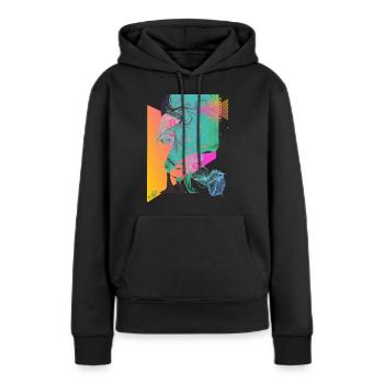 visage abstrait - Sweat à capuche Premium bio Femme - noir - Devant - Julia (174cm)