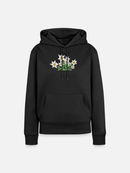 L’Edelweiss, Fleur des Alpes, Fleur de Suisse - Sweat à capuche Premium bio Femme - noir