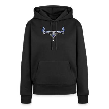 collier traditionnel saphir bleu avec cœur et perle - Sweat à capuche Premium bio Femme - noir - Devant - Julia (174cm)