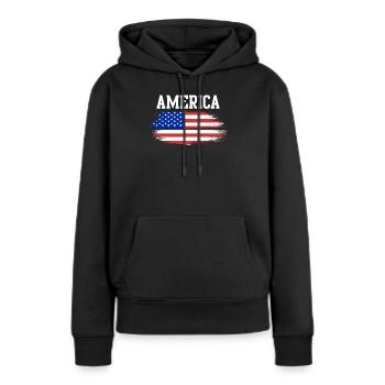Flaggenbrush Americana - Frauen Premium Bio Hoodie - Schwarz - Vorne - Julia (174cm)