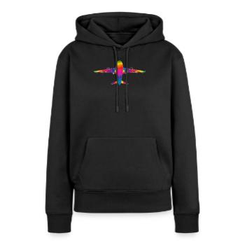 Avion aux couleurs de l’arc-en-ciel - Sweat à capuche Premium bio Femme - noir - Devant - Julia (174cm)