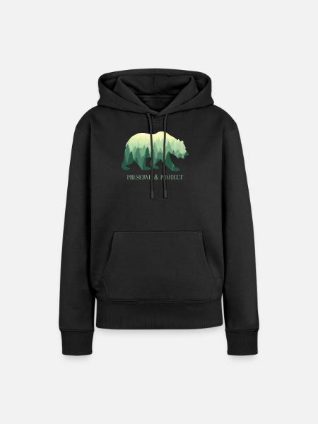 Preserve & Protect Umweltschutz Klimaschutz Bär - Frauen Premium Bio Hoodie - Schwarz