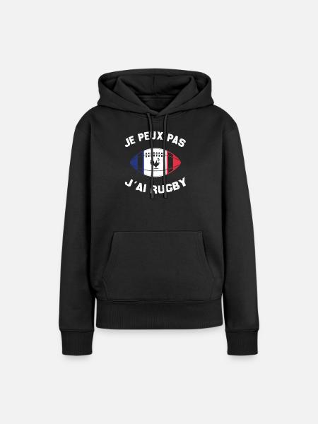Je Peux Pas J'ai Rugby - Sweat à capuche Premium bio Femme - noir