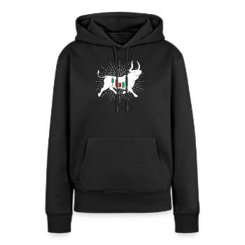 Actions Bulle - Sweat à capuche Premium bio Femme - noir - Devant - Julia (174cm)