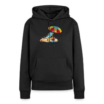 Chaise longue sur la plage - Détente en vacances - Sweat à capuche Premium bio Femme - noir - Devant - Julia (174cm)