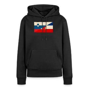 Drapeau vintage Slovénie et Yougoslavie - Sweat à capuche Premium bio Femme - noir - Devant - Julia (174cm)