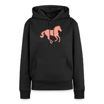 Cheval au galop - Sweat à capuche Premium bio Femme - noir - Devant - Julia (174cm)