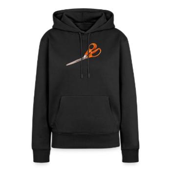 Ciseaux orange - Sweat à capuche Premium bio Femme - noir - Devant - Julia (174cm)