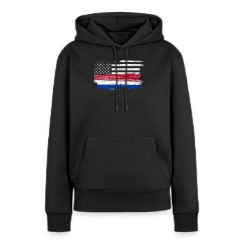 Grunge Flagge Pinselstrich Americana - Frauen Premium Bio Hoodie - Schwarz - Vorne - Julia (174cm)