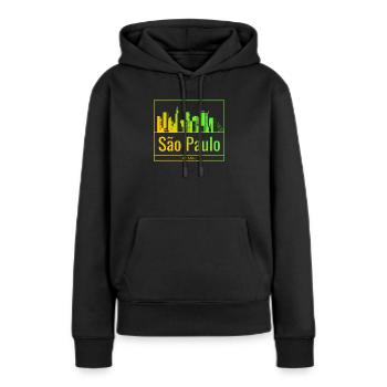 São Paulo Skyline im Neongradient - Frauen Premium Bio Hoodie - Schwarz - Vorne - Julia (174cm)