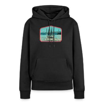 Lisbonne Portugal, bateau sur le fleuve Tage - Sweat à capuche Premium bio Femme - noir - Devant - Julia (174cm)