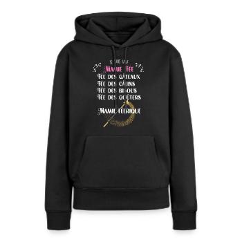 Mamie Fée Humour Grand-mère - Sweat à capuche Premium bio Femme - noir - Devant - Julia (174cm)