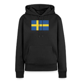 Drapeau suédois - Sweat à capuche Premium bio Femme - noir - Devant - Julia (174cm)