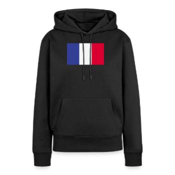 Drapeau national de la France - Sweat à capuche Premium bio Femme - noir - Devant - Julia (174cm)