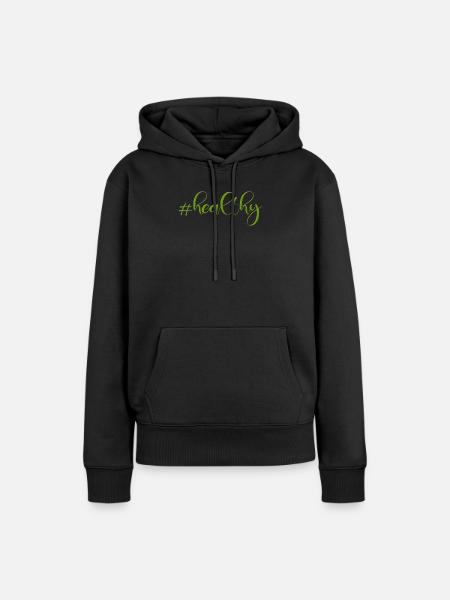 #healthy - Frauen Premium Bio Hoodie - Schwarz