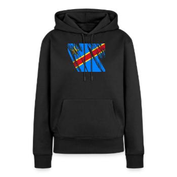 Kongo Flagge - Frauen Premium Bio Hoodie - Schwarz - Vorne - Julia (174cm)