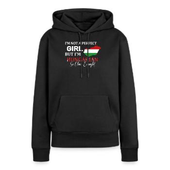 Ich bin kein perfektes Mädchen ungarisch - Frauen Premium Bio Hoodie - Schwarz - Vorne - Julia (174cm)