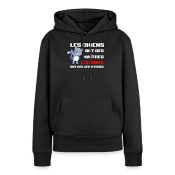 Chats Serviteurs et Chiens Maîtres - Sweat à capuche Premium bio Femme - noir - Devant - Julia (174cm)