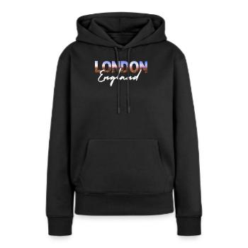 London Skyline Script England - Sweat à capuche Premium bio Femme - noir - Devant - Julia (174cm)