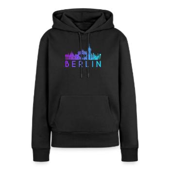 Berlin Skyline - Frauen Premium Bio Hoodie - Schwarz - Vorne - Julia (174cm)