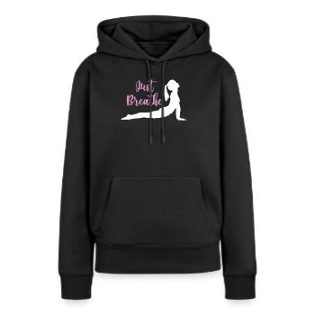 Yoga Geschenkidee - Namaste - Frauen Premium Bio Hoodie - Schwarz - Vorne - Julia (174cm)