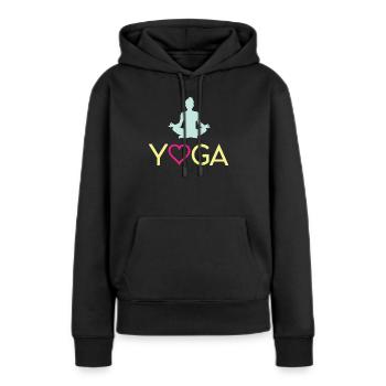 Yoga - Sweat à capuche Premium bio Femme - noir - Devant - Julia (174cm)