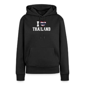 Thaïlande - Sweat à capuche Premium bio Femme - noir - Devant - Julia (174cm)