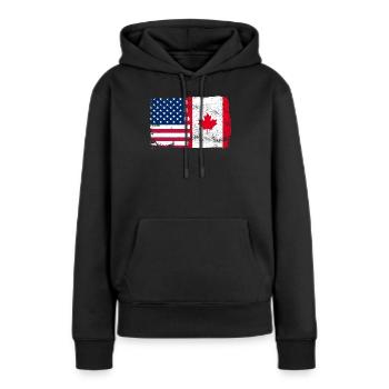 Sterne und Ahorn-Banner - Frauen Premium Bio Hoodie - Schwarz - Vorne - Julia (174cm)