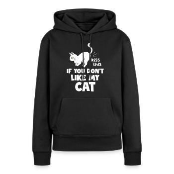 Amoureux des chats Embrasse ça si tu ne le fais pas mon chat - Sweat à capuche Premium bio Femme - noir - Devant - Julia (174cm)