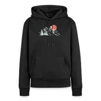 Purpurrote Sonne über schneebedeckten Gipfeln - Frauen Premium Bio Hoodie - Schwarz - Vorne - Julia (174cm)