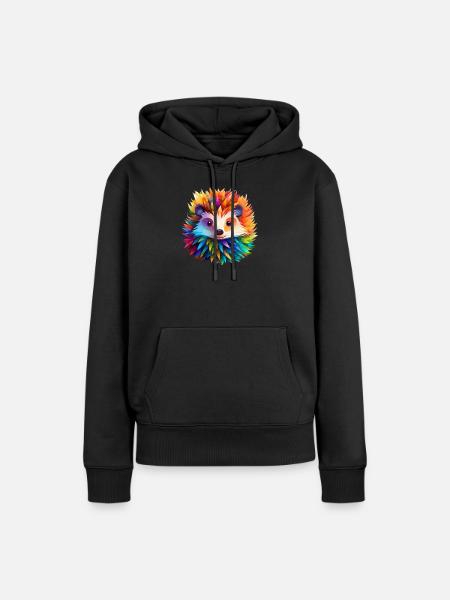 Bunter Igel - Frauen Premium Bio Hoodie - Schwarz