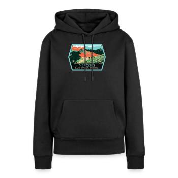 Randonnée Parc Naturel Vercors: Aventure Naturelle - Sweat à capuche Premium bio Femme - noir - Devant - Julia (174cm)