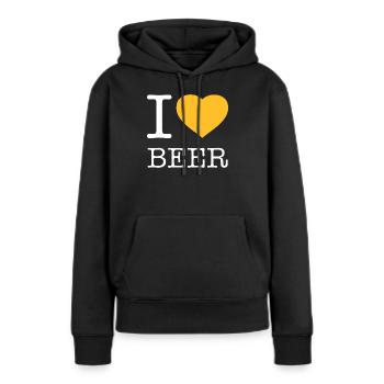 I LOVE BEER Bier - Frauen Premium Bio Hoodie - Schwarz - Vorne - Julia (174cm)