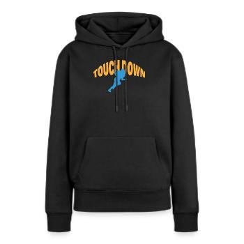 ATTERRISSEZ VERS LE BAS - Sweat à capuche Premium bio Femme - noir - Devant - Julia (174cm)