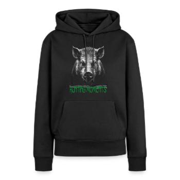 Eber - Wildschwein - Hunting - Jagd - Frauen Premium Bio Hoodie - Schwarz - Vorne - Julia (174cm)