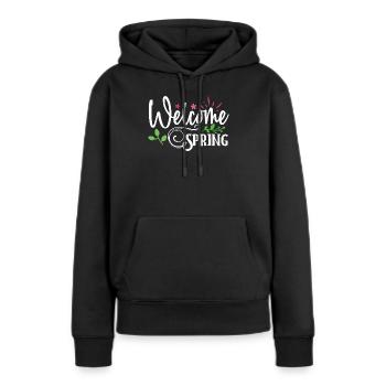 Willkommen Frühling - Frauen Premium Bio Hoodie - Schwarz - Vorne - Julia (174cm)