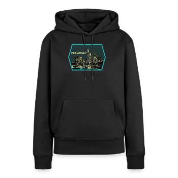 illustration, vue panoramique Francfort la nuit - Sweat à capuche Premium bio Femme - noir - Devant - Julia (174cm)