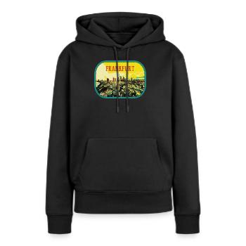 Vue panoramique colorée de la ville de Francfort - Sweat à capuche Premium bio Femme - noir - Devant - Julia (174cm)