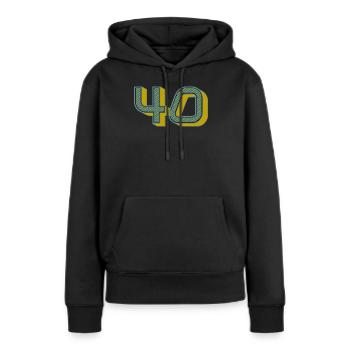 40. 40 ANS. 40e ANNIVERSAIRE. ANNIVERSAIRE 40 ANS. - Sweat à capuche Premium bio Femme - noir - Devant - Julia (174cm)