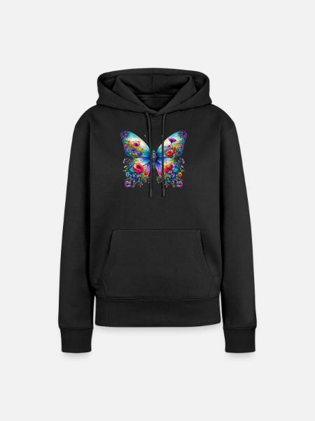 Schmetterling - Frauen Premium Bio Hoodie - Schwarz