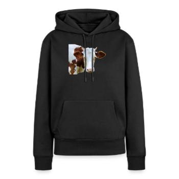 lustige Kuh Kuhkopf Geschenk Bauern Landwirte - Frauen Premium Bio Hoodie - Schwarz - Vorne - Julia (174cm)