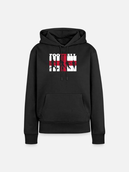 Engels voetbal - Dame Premium hoodie, økologisk bomuld - sort
