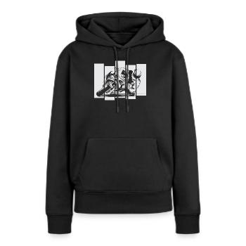 Moto de course moto piste de course symbole vélo de course - Sweat à capuche Premium bio Femme - noir - Devant - Julia (174cm)
