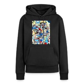 Cubism ink brush - Women’s Premium Organic Hoodie - black - Front - Julia (174cm)