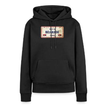 Panneau vintage Belgrade Serbia - Sweat à capuche Premium bio Femme - noir - Devant - Julia (174cm)