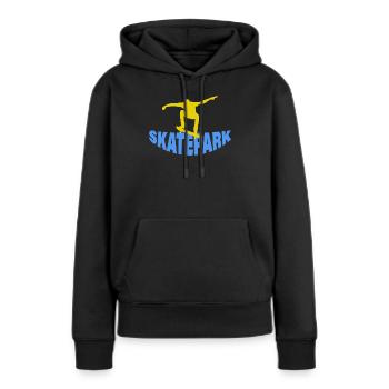 SKATEPARK - Sweat à capuche Premium bio Femme - noir - Devant - Julia (174cm)