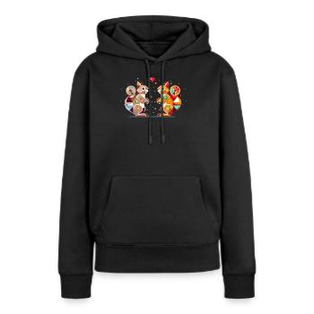 zwei Eichhörnchen mit Herz-farbenfroher Hingucker - Frauen Premium Bio Hoodie - Schwarz - Vorne - Julia (174cm)