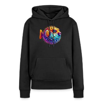 Kugelfisch - Frauen Premium Bio Hoodie - Schwarz - Vorne - Julia (174cm)
