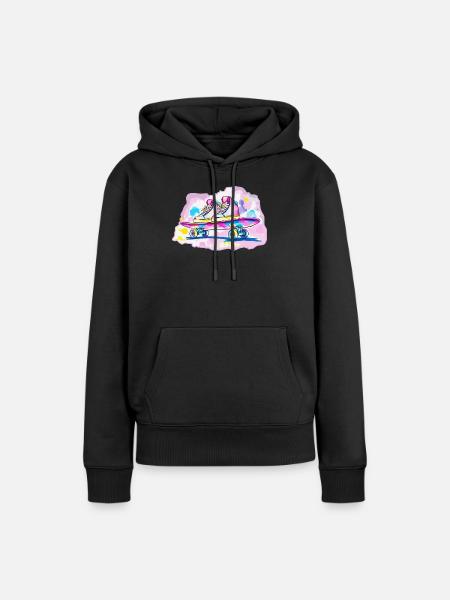 Skateboard mit Schuhe - Frauen Premium Bio Hoodie - Schwarz